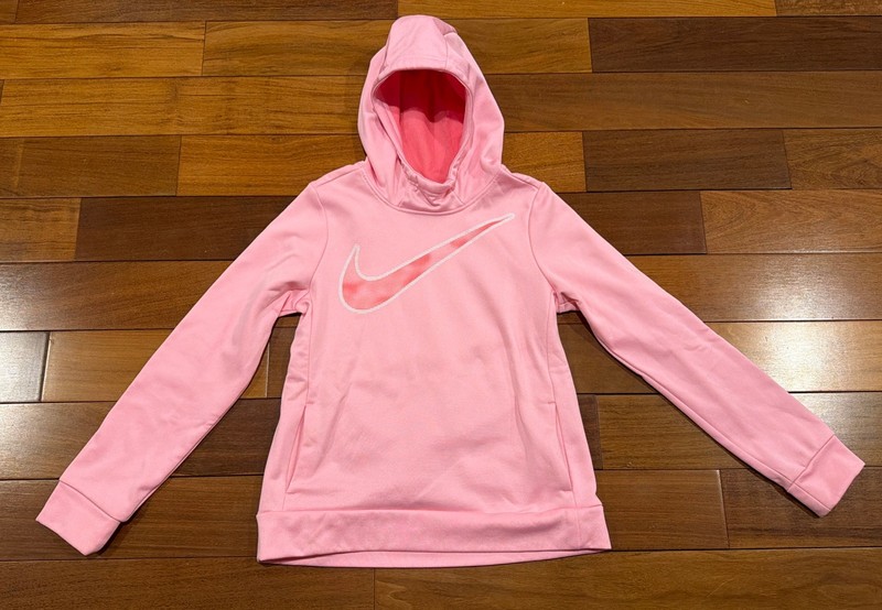 Nike Girl's Hooded Pullover Dri-Fit size L Pink/White EUC
