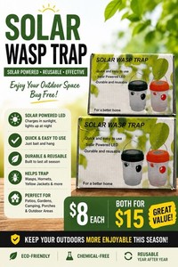 Solar Trap Solar Powered LED Reusable Outdoor Wasp Trap for Wasps
