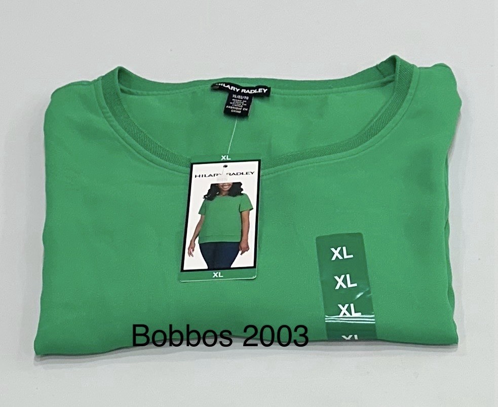 Hilary Radley Women's Short Sleeve Double Layer Blouse, Green, Size XL