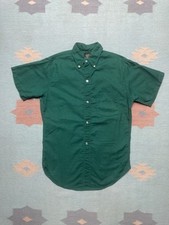 Vintage 60s 70s short sleeve button shirt sears 33 forest green men  s small