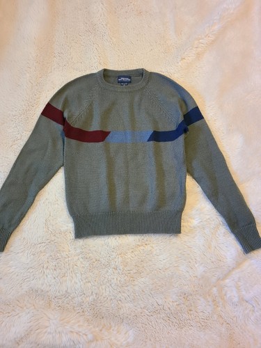 Vintage Mervyns Boys Collection Gray Striped Wool Sweater Size Large - Picture 2 of 6