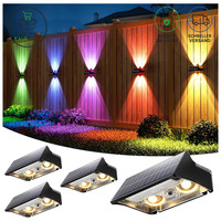 Solar Zaunleuchten 4 StüCk RGB 9 Farbmodi IP65 Wasserdicht FüR Garten