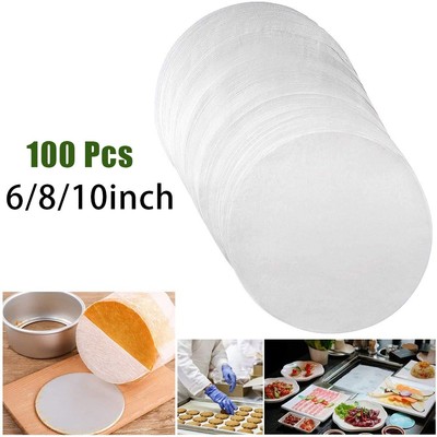 Umweltfreundliche Backpapier Einlagen für 100 Stück Runde Kuchenformen und BBQ
