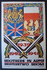 Poland 1945  Polish Air Force  Brothers in Arms Postcard Used Polush Field PO #1