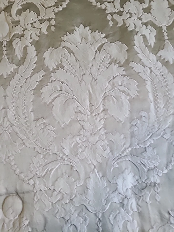 Edredón De Colección Croscill Queen 92"x 96 Damasco Crema Marfil Jacquard Brocado EE. UU. Foto 3 de 4
