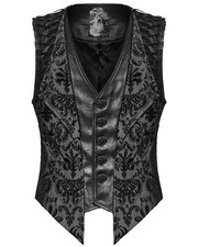 Punk Rave Mens Gothic Aristocrat Houndstooth Damask Waistcoat Vest Black White