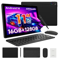 Tablet, 11 Inch Android 14 Tablets, 16GB RAM+128GB ROM (TF 1TB) with Octa-Core