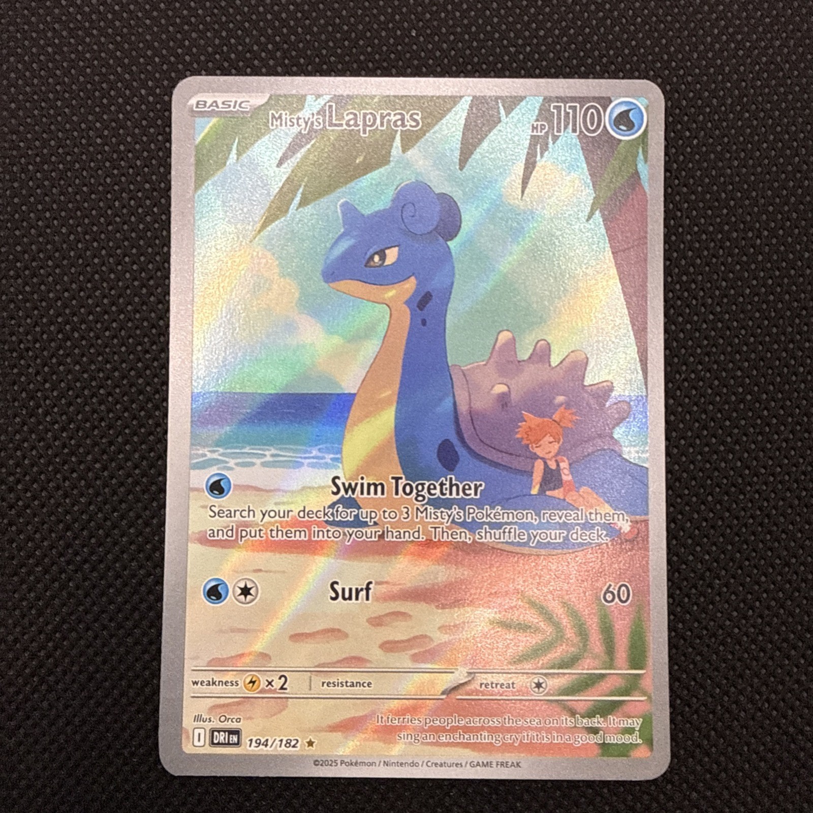 Pokemon TCG Holo Misty's Lapras Card NM IR 194/182 Sv10: Destined Rivals