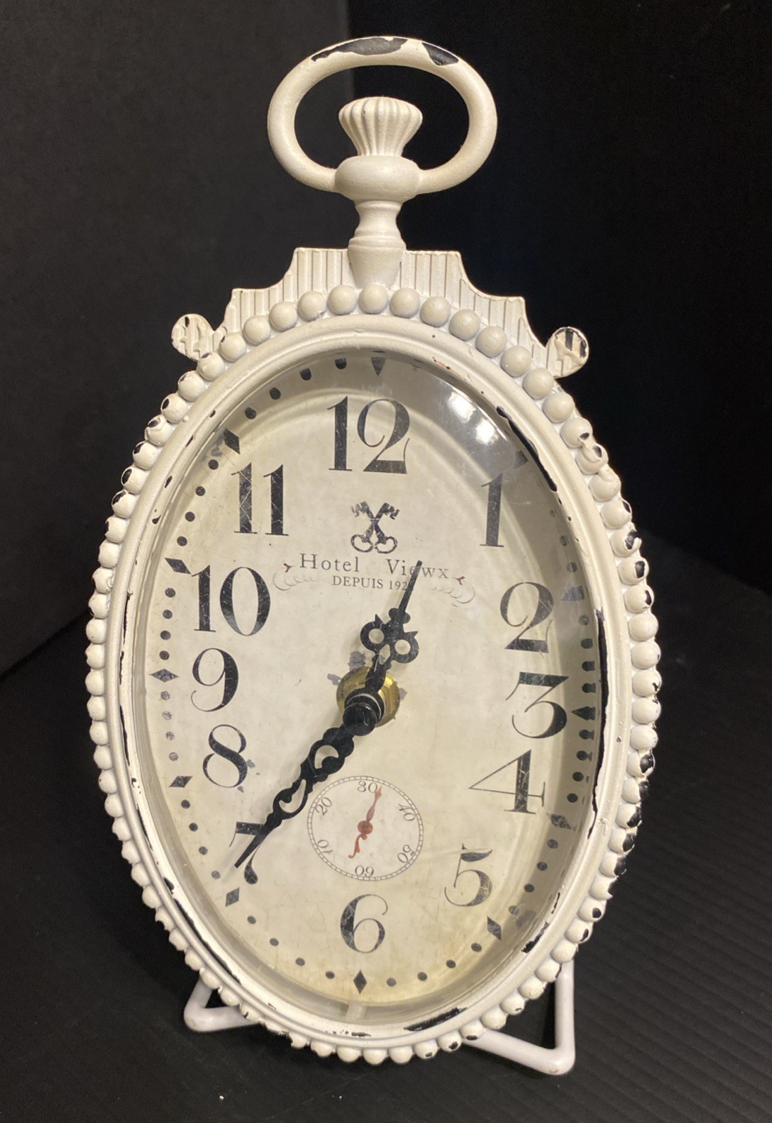 French Style Decorative Oval Wall Clock - Shabby Chic Distressed 8 3/4in - Metal