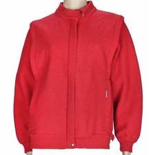 80s Vintage Geiger Zip Jacket Red Boiled Wool Buckles Made in Austria 36 Small