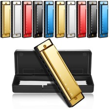 10 Pcs 10 Hole Metal Harmonica Bulk with Number Holes 5 Colors Harmonica Inst...