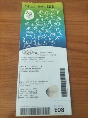 Used Ticket Olympic 14/08 2016 Rio Olympia E08 Equestrian Jumping 