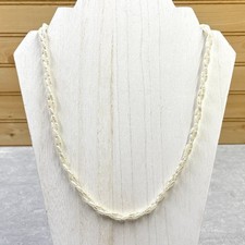 Vintage Twisted Rice Pearl Necklace 22 Inch Cream Faux Pearl Barrel Clasp