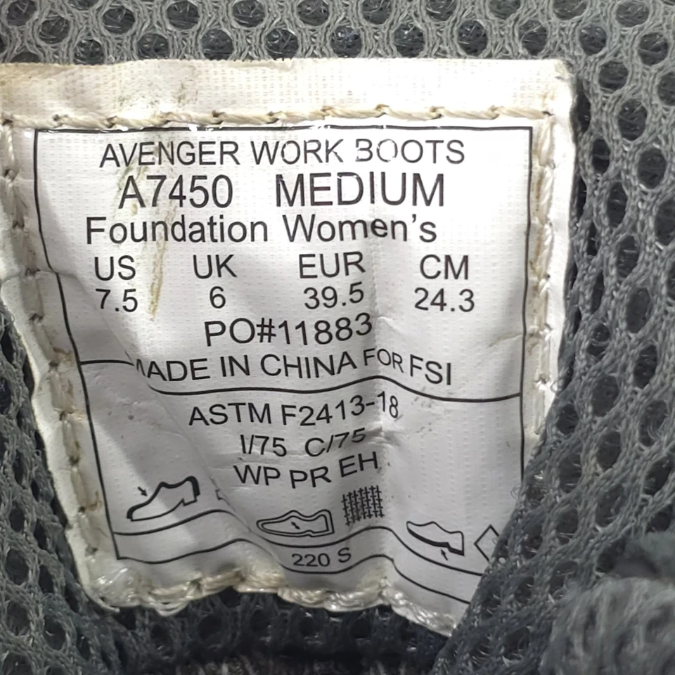 AVENGER WOMEN'S BREAKER WORK BOOTS INDUSTRIAL SIZE 7.5 BLACK LEATHER STEEL TOE.. - Image 4 of 4