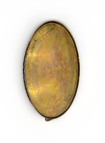 Vintage MCM Hollywood Regency Oval 22” Brass Bamboo Serving Vanity Tray Handles - Picture 11 of 24