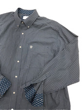 Ariat Men's Wrinkle-Free Long Sleeve Button-Down Shirt Blue Plaid Western - XL