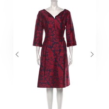 NWOT Oscar de la Renta Red and Black Long Sleeve Dress  SIZE10