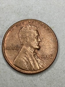 1956 P Lincoln Wheat Penny No Mint Mark Philadelphia BU/AU Red-Brown