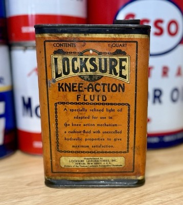 Rare Vintage Locksure Knee Action Fluid Oil Can Quart Empty