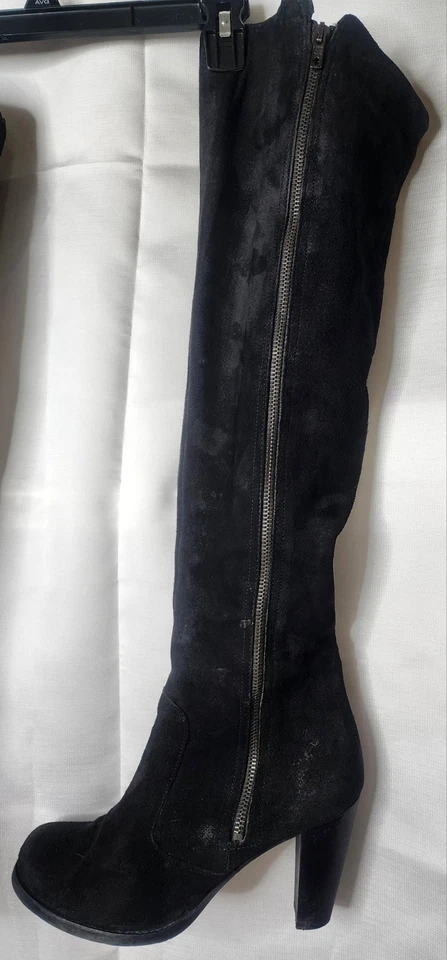 Botas negras de gamuza sintética "Steven" de Steve Madden HIGH HASTA EL MUSLO talla 40 (7-7-1/2?) Foto 2 de 4