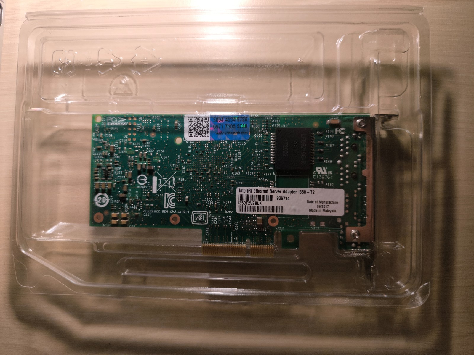 Intel I350-T2 carte réseau Gigabit contrôleur Ethernet double port RJ45 PCIe