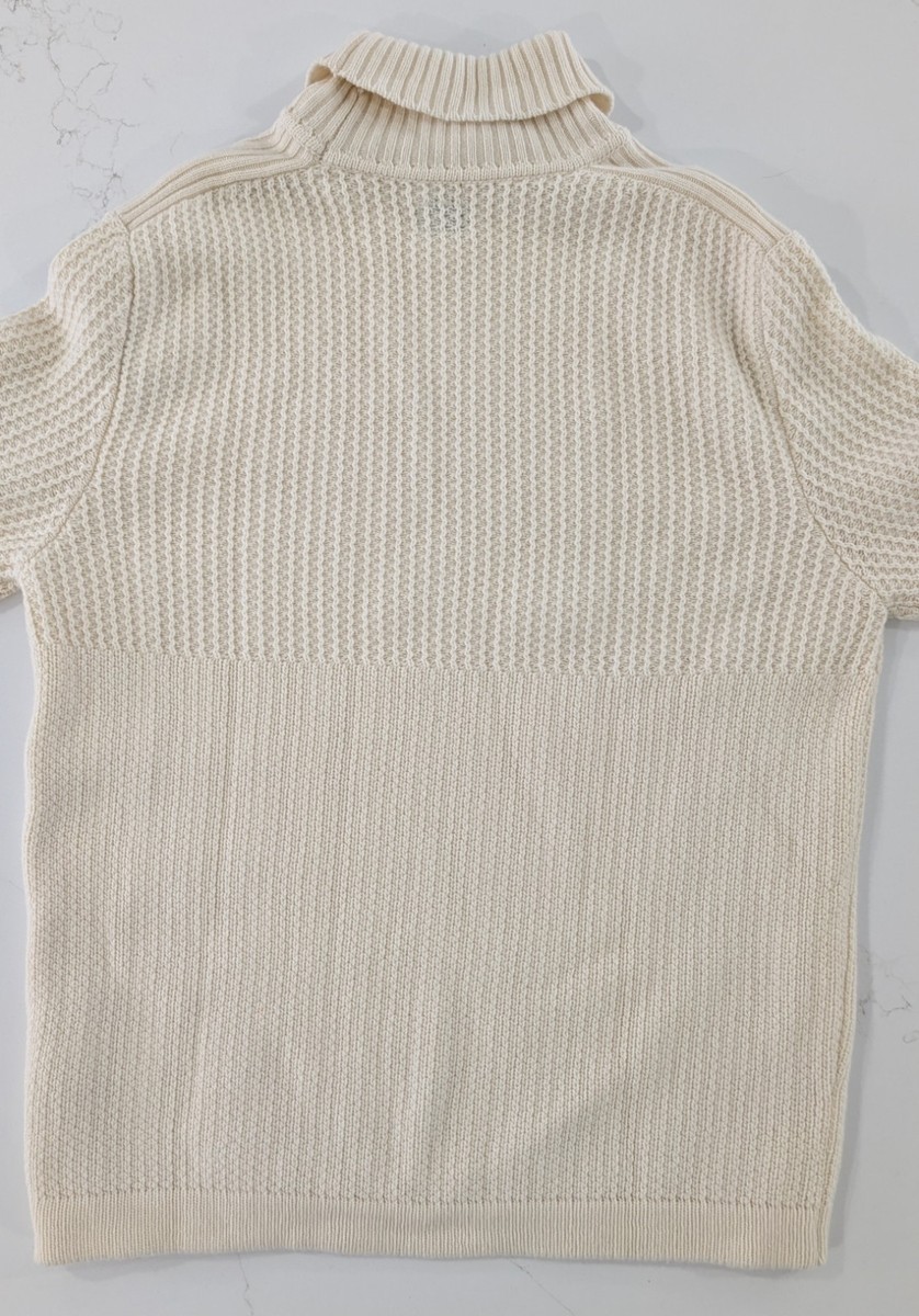 C.P. COMPANY Lambswool Ribbed Turtleneck Sweater IT 56 fits XL White Italy View 2