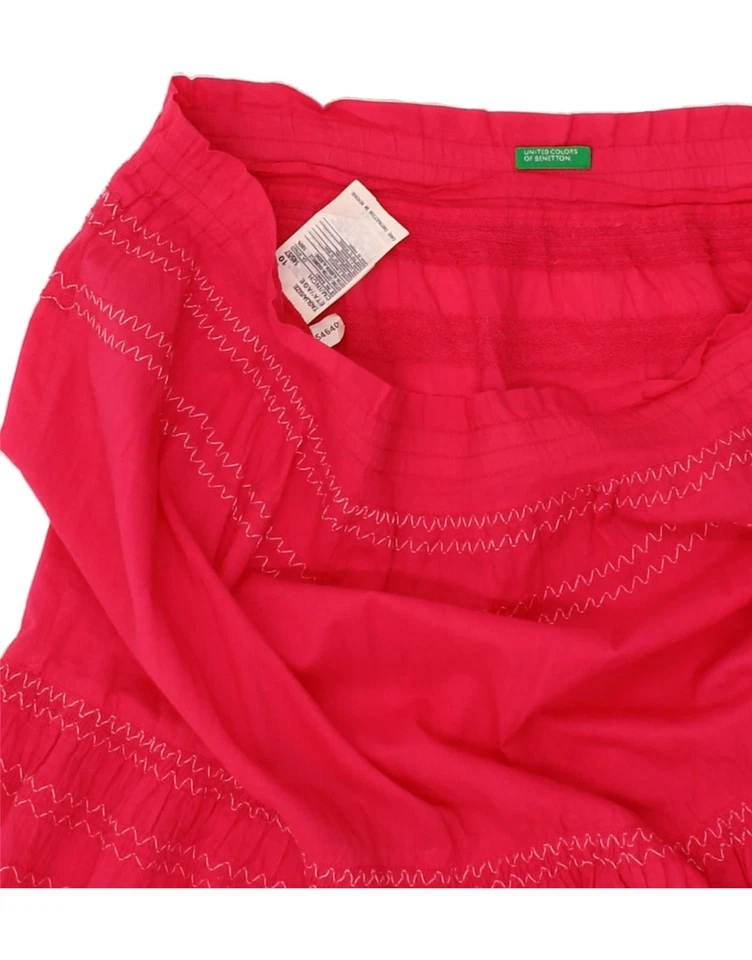Falda BENETTON para mujer línea A Reino Unido 10 pequeña W32 rosa floral algodón BY30 Foto 3 de 3