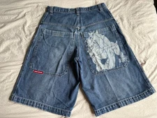 Men’s 32- Vintage JNCO Wide Leg Junkyard Bulldog Skater Jean Shorts