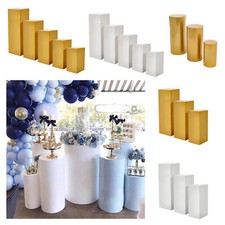 Cube/Round Metal Plinth Cylinder Dessert Pedestal Wedding Cake Flower Display