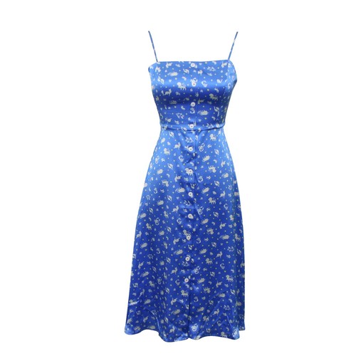 Tucker The Classic Silk Blue Patterned Button Front Dress Size Medium | eBay