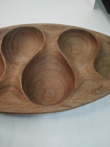 Vintage B&B THAILAND Teak Wooden Bowl Carved MCM - Picture 4 of 13