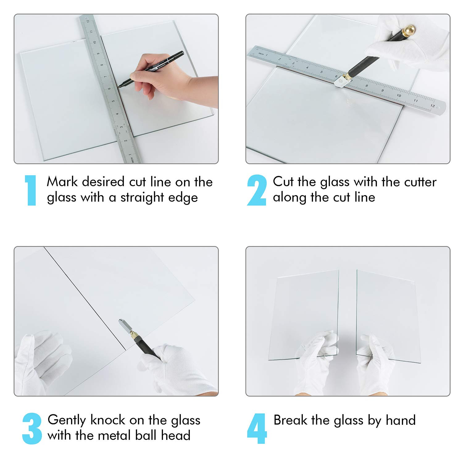 Glass Cutter 2Mm-20Mm, Glass Cutter Tool with Glass Cutting Oil, Glass Cutting T