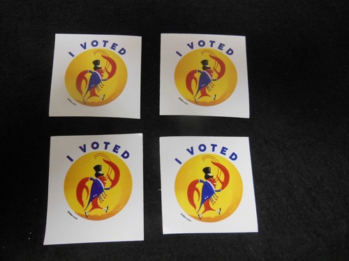 I VOTED! - Four (4) Louisiana 2024 Voting Stickers w Crawfish by William Joyce - Picture 1 of 6