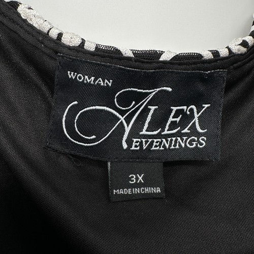Alex Evenings Twin Set Jacket Top Shirt Size 3X Black White Ribbon Design Sheer - Picture 5 of 14