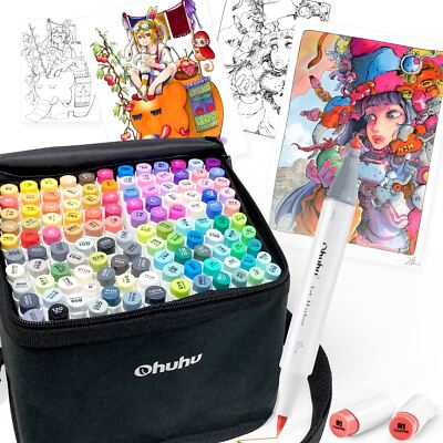 Ohuhu 120色アルコールマーカー Ohuhu 120 Colors Dual Tips Alcohol Art Markers | eBay