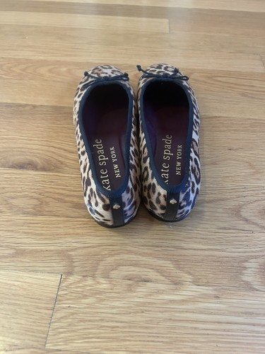VGUC Kate Spade Calf Hair Leopard Ballet Flats with Bow - Size 7 - Picture 2 of 5