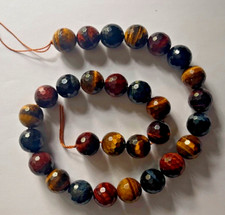 Multi-Color Tiger Eye Faceted Round Beads 14mm 16" Strand BELOW WHOLESALE 