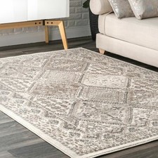 nuLOOM Transitional Vintage Geometric Tiles Area Rug in Beige, Ivory