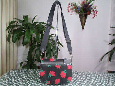 NWT Kate Spade Saffiano Madison Rose Toss Print Saddle Bag