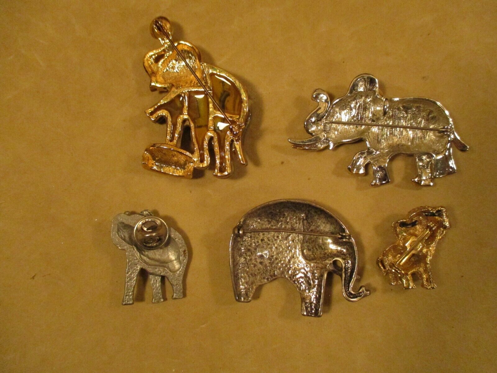 Lot of 5 Vintage Elephant Brooches - image 2