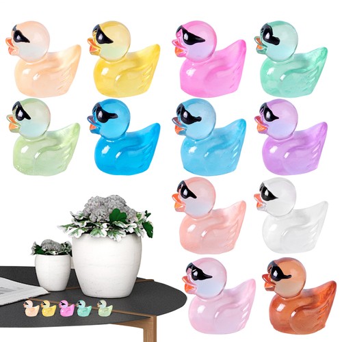 12PCS Mini Glow In The Dark Resin Ducky Duckies Bath Ducks Toys Car Ornament - Picture 5 of 12