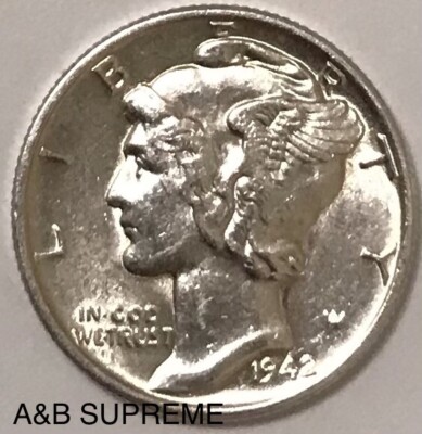 (1) Mercury Dime Au-Bu Uncirculated 90% Silver