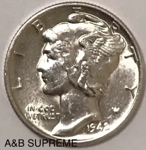 (1) Mercury Dime Au-Bu Uncirculated 90% Silver