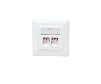 DINIC Anschlussdose mit 2 LC-Duplex Adaptern, weiß