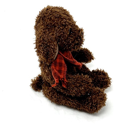 Russ Brillo Peluche Marrón Perro Peluche Cachorro Rojo Bufanda a Cuadros 6" Juguete Sentado - Imagen 4 de 11