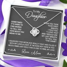 To My Daughter Love Knot Necklace, Birthday Gifts For Girl From Mom Message Card