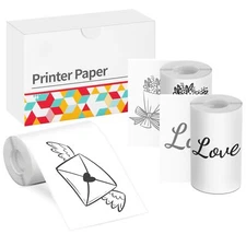 T02 White Adhesive Thermal Paper Roll 10-Year Thermal Printing Paper Mini Pri...