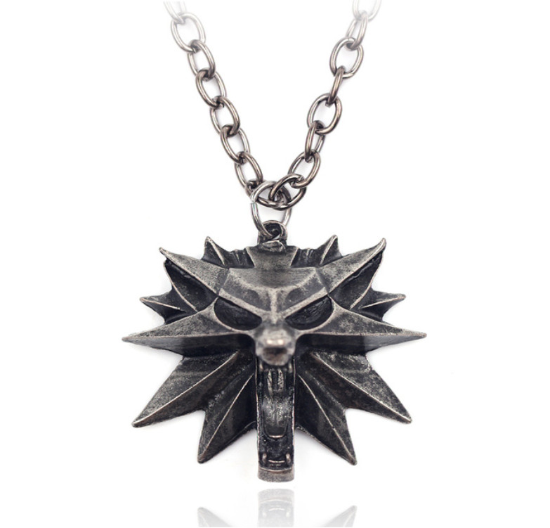 The Witcher Colgante Collar Cadena Cabeza de Lobo Brujo Nuevo