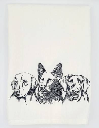 HUNDE MASCHINE BESTICKT MEHLSACK GESCHIRRTUCH - Bild 2 von 2