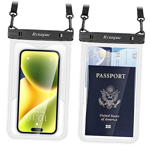 Case-friendly [8.5-inch] [(Clear)Black+Black] Large Waterproof Phone Pouch